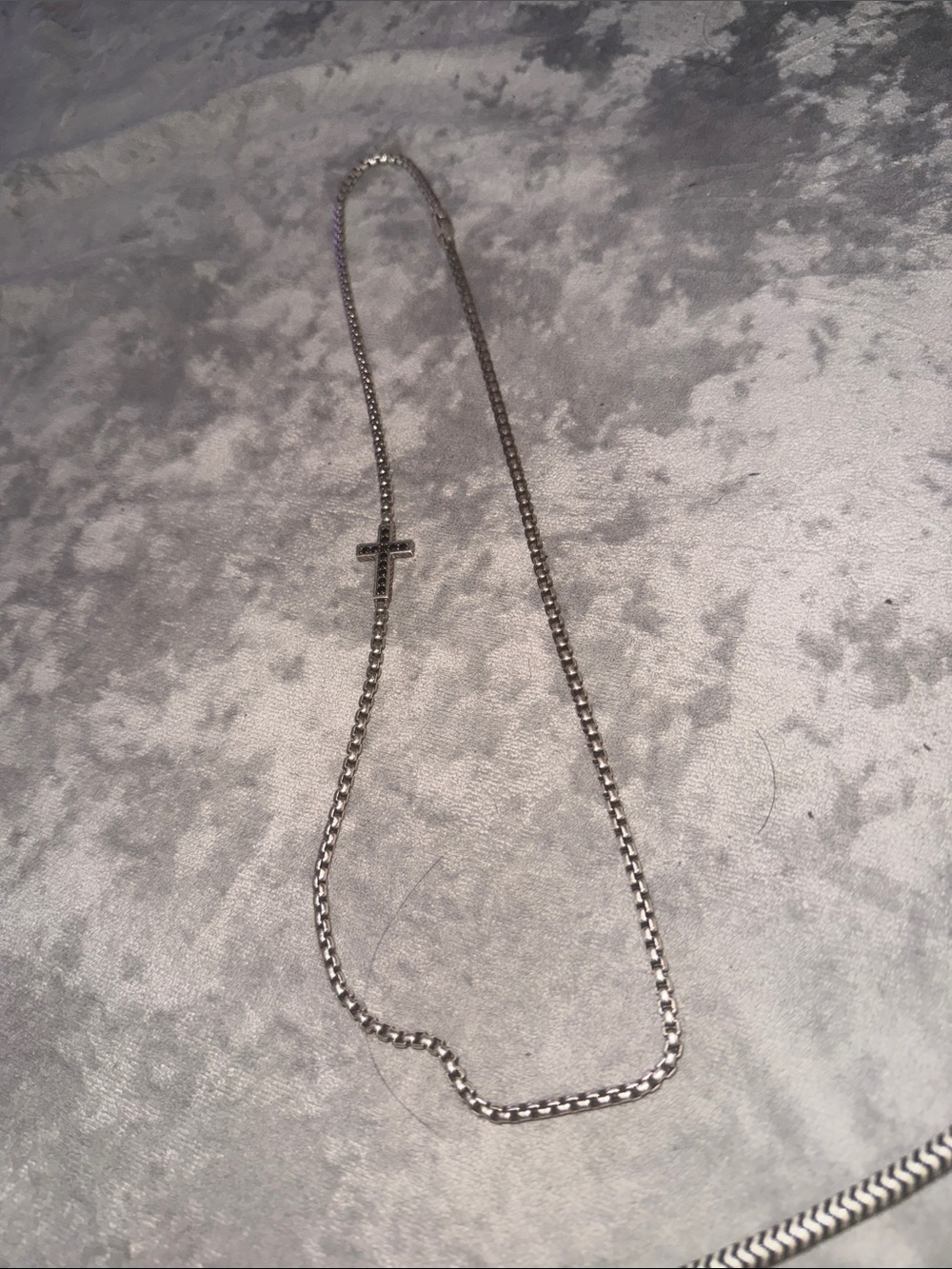 Men's Silver Cross Pendant Chain Necklace